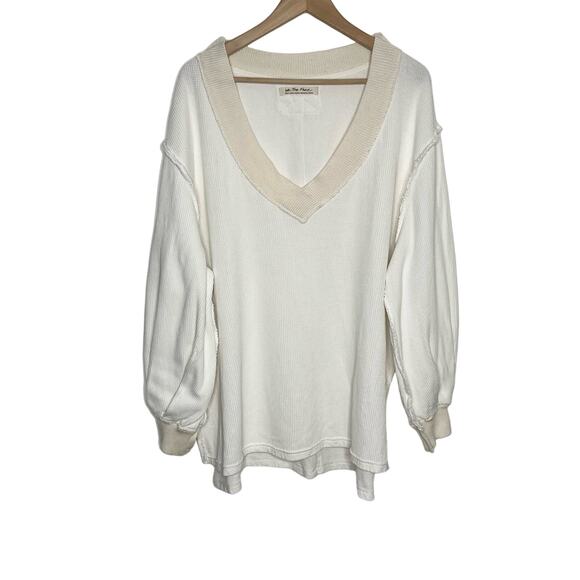 Free People We The Free Womens Asher Thermal Small White V Neck Oversized Slits - Picture 2 of 13